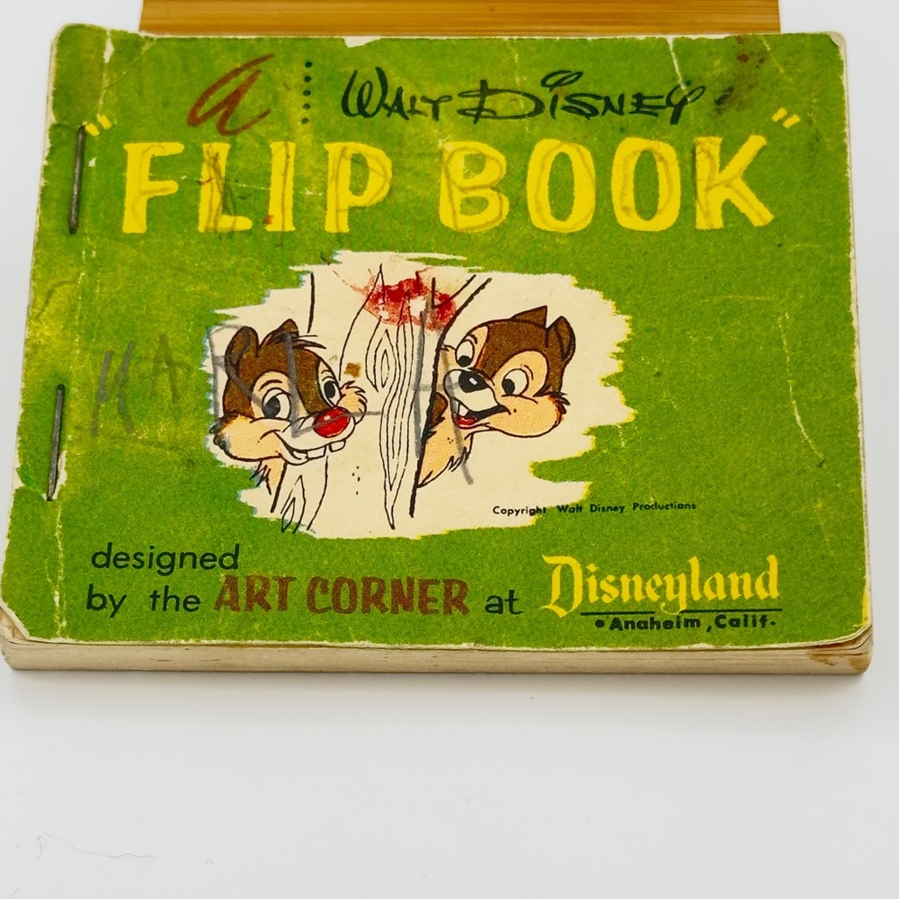 Vintage Disney Green Flip Book with Chip and Dale